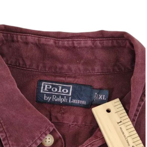 VTG - Polo by Ralph Lauren Men's Button Up - 70& cotton / 30% silk - Size: XL - Picture 3 of 9